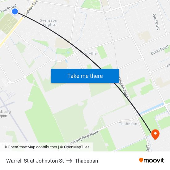 Warrell St at Johnston St to Thabeban map