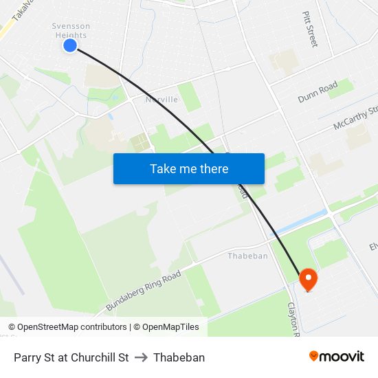 Parry St at Churchill St to Thabeban map