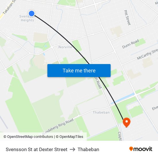 Svensson St at Dexter Street to Thabeban map