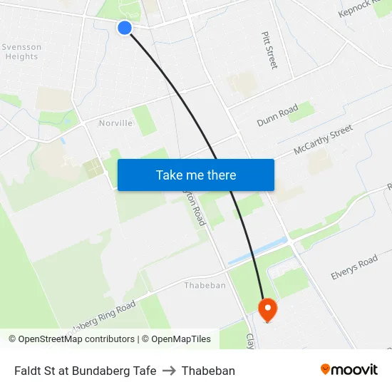 Faldt St at Bundaberg Tafe to Thabeban map
