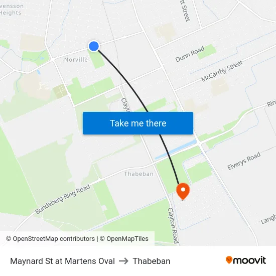 Maynard St at Martens Oval to Thabeban map