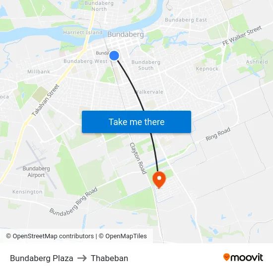 Bundaberg Plaza to Thabeban map