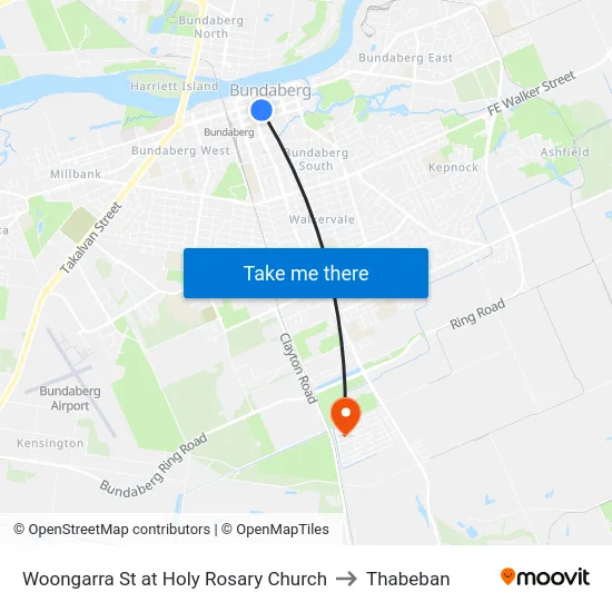 Woongarra St at Holy Rosary Church to Thabeban map