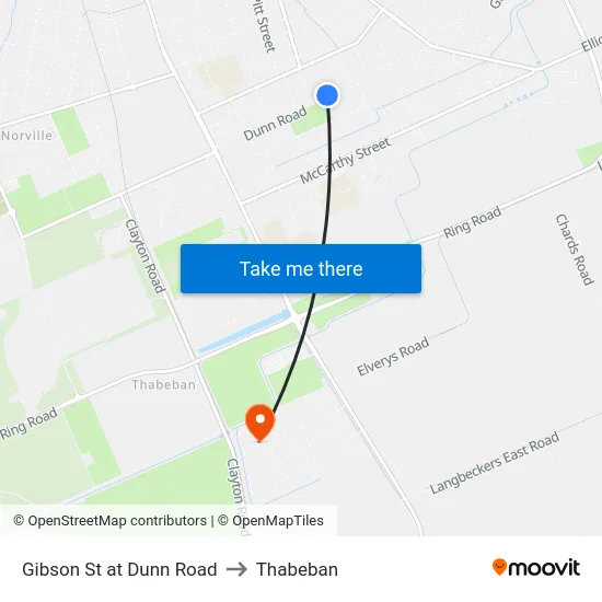 Gibson St at Dunn Road to Thabeban map