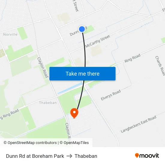 Dunn Rd at Boreham Park to Thabeban map