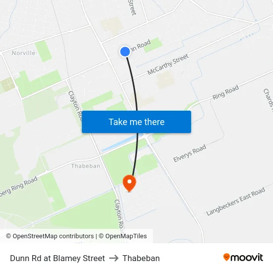 Dunn Rd at Blamey Street to Thabeban map