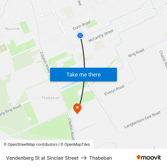 Vandenberg St at Sinclair Street to Thabeban map