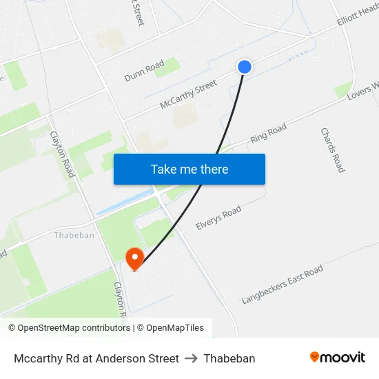 Mccarthy Rd at Anderson Street to Thabeban map