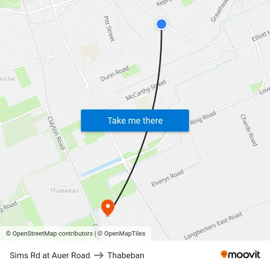 Sims Rd at Auer Road to Thabeban map