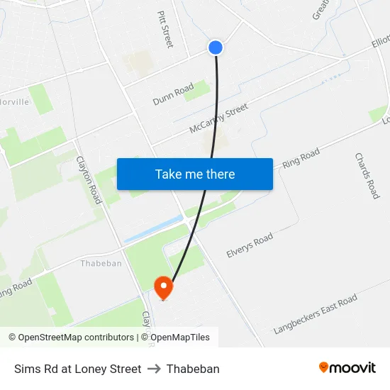 Sims Rd at Loney Street to Thabeban map