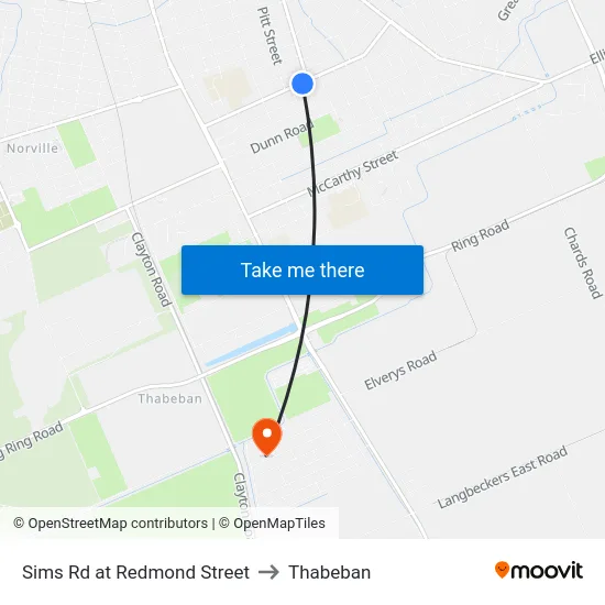 Sims Rd at Redmond Street to Thabeban map