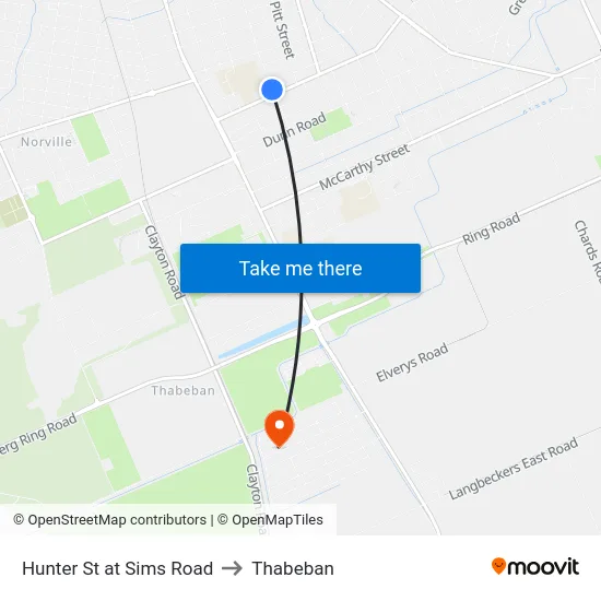 Hunter St at Sims Road to Thabeban map