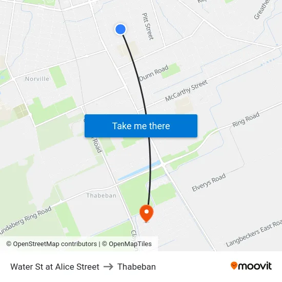 Water St at Alice Street to Thabeban map