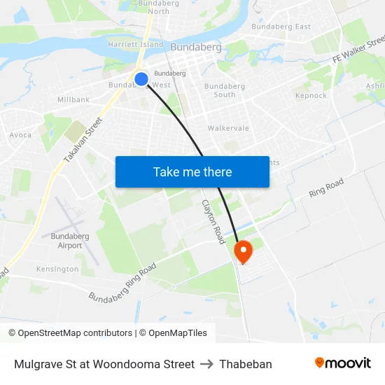 Mulgrave St at Woondooma Street to Thabeban map