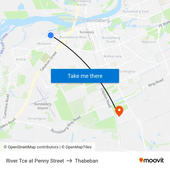 River Tce at Penny Street to Thabeban map