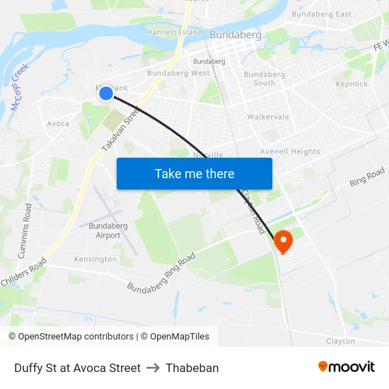 Duffy St at Avoca Street to Thabeban map