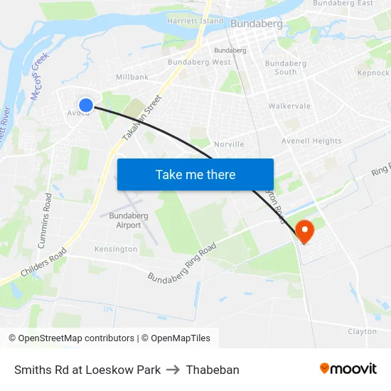 Smiths Rd at Loeskow Park to Thabeban map