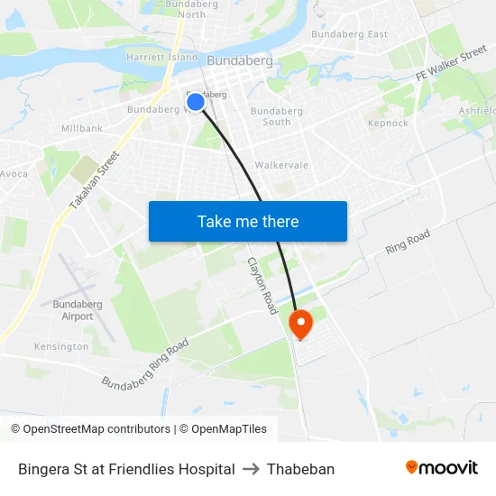 Bingera St at Friendlies Hospital to Thabeban map