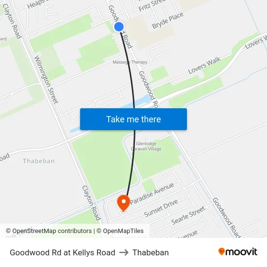 Goodwood Rd at Kellys Road to Thabeban map