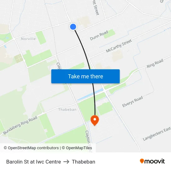 Barolin St at Iwc Centre to Thabeban map
