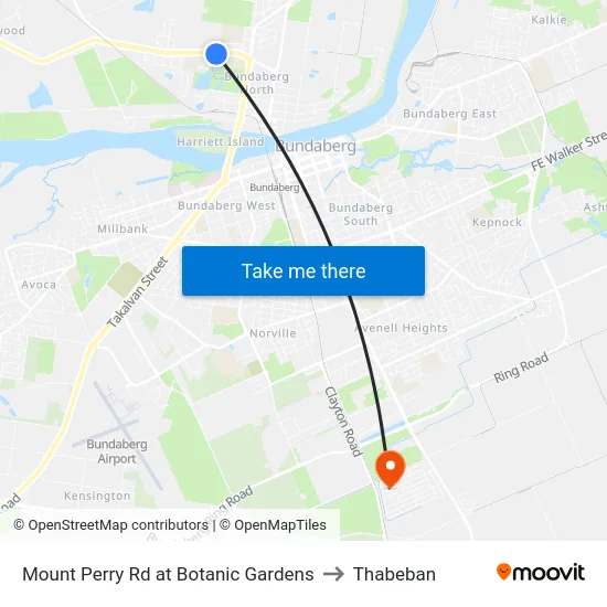 Mount Perry Rd at Botanic Gardens to Thabeban map