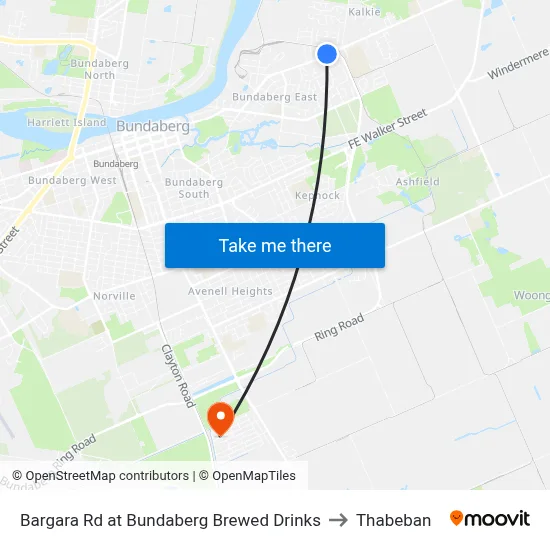 Bargara Rd at Bundaberg Brewed Drinks to Thabeban map