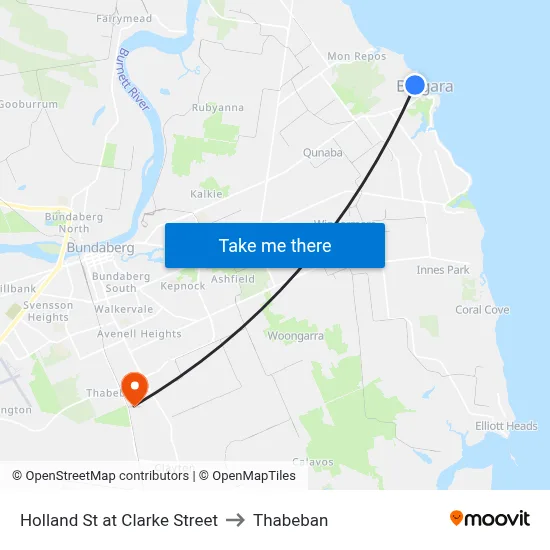 Holland St at Clarke Street to Thabeban map