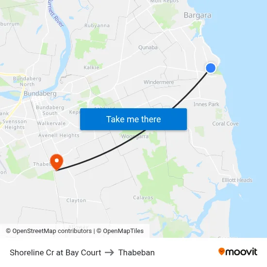 Shoreline Cr at Bay Court to Thabeban map