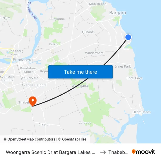 Woongarra Scenic Dr at Bargara Lakes Drive to Thabeban map
