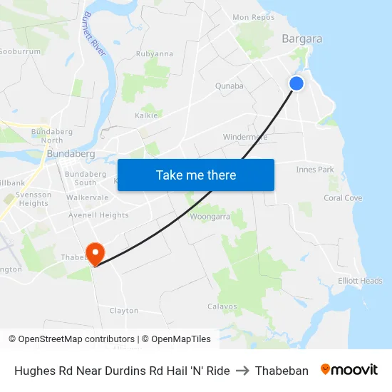 Hughes Rd Near Durdins Rd Hail 'N' Ride to Thabeban map