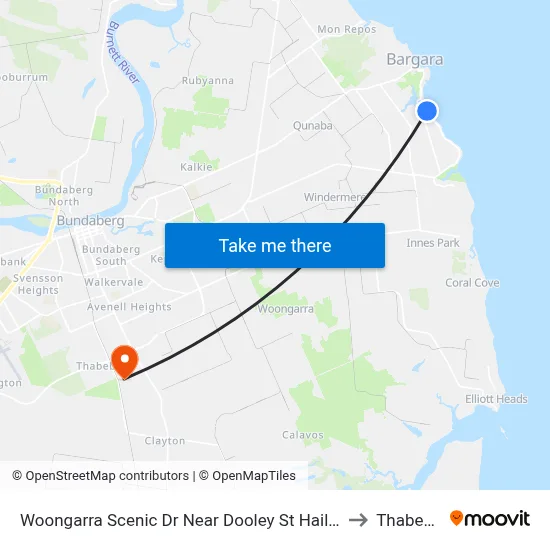 Woongarra Scenic Dr Near Dooley St Hail 'N' Ride to Thabeban map