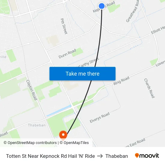 Totten St Near Kepnock Rd Hail 'N' Ride to Thabeban map