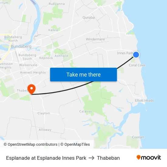 Esplanade at Esplanade Innes Park to Thabeban map
