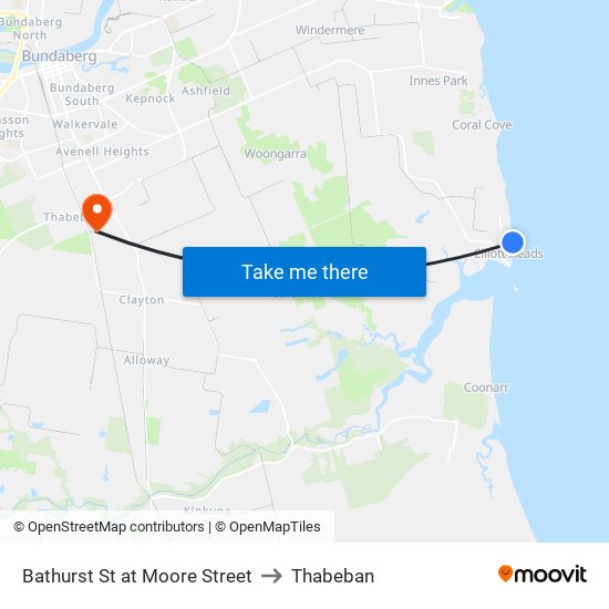 Bathurst St at Moore Street to Thabeban map