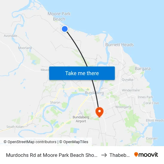 Murdochs Rd at Moore Park Beach Shops to Thabeban map