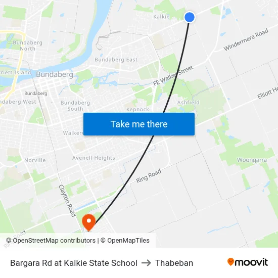 Bargara Rd at Kalkie State School to Thabeban map