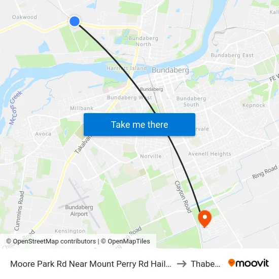 Moore Park Rd Near Mount Perry Rd Hail 'N' Ride to Thabeban map