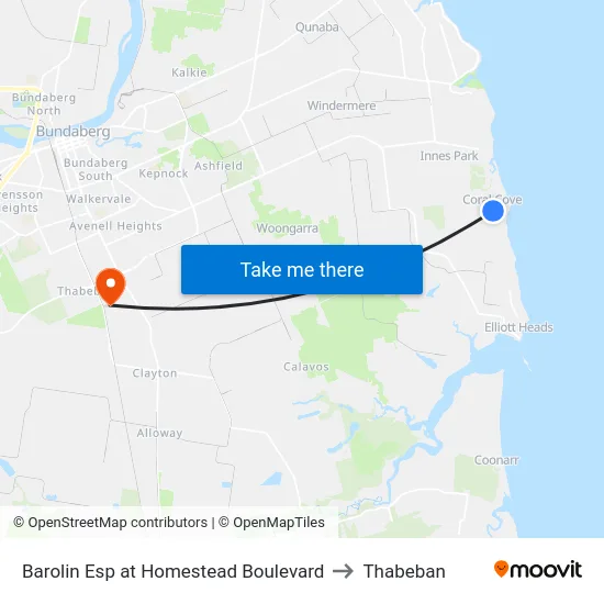 Barolin Esp at Homestead Boulevard to Thabeban map