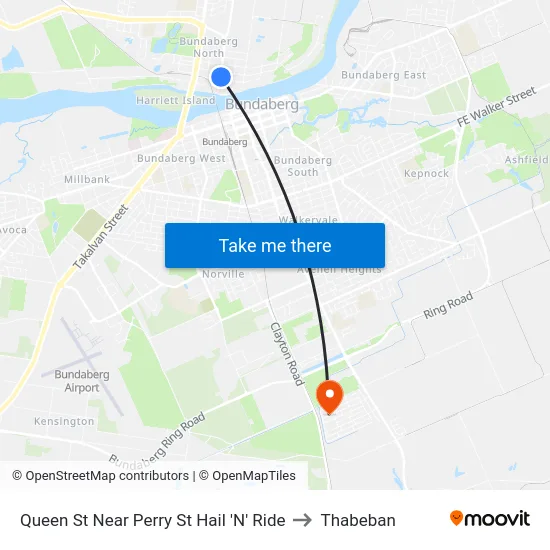 Queen St Near Perry St Hail 'N' Ride to Thabeban map
