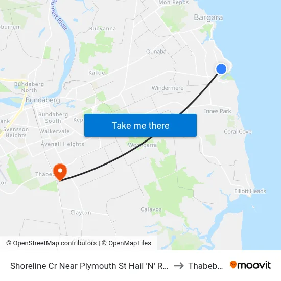 Shoreline Cr Near Plymouth St Hail 'N' Ride to Thabeban map