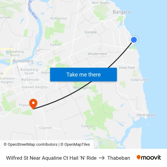 Wilfred St Near Aqualine Ct Hail 'N' Ride to Thabeban map