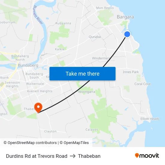 Durdins Rd at Trevors Road to Thabeban map