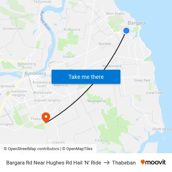 Bargara Rd Near Hughes Rd Hail 'N' Ride to Thabeban map