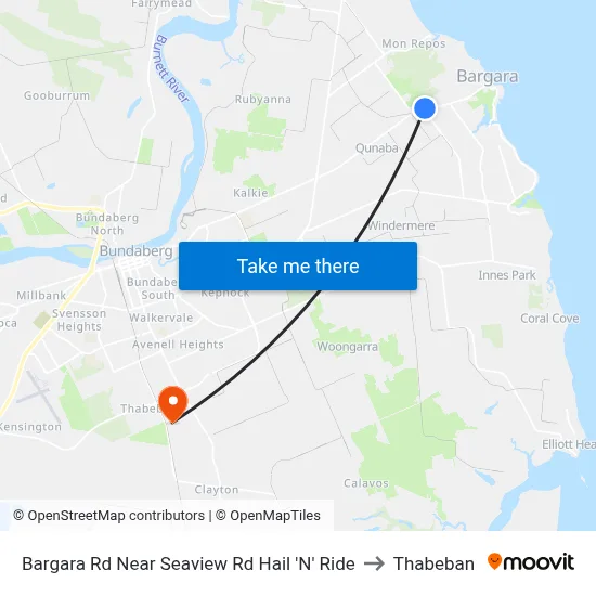 Bargara Rd Near Seaview Rd Hail 'N' Ride to Thabeban map