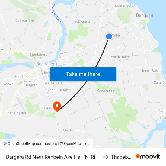 Bargara Rd Near Rehbein Ave Hail 'N' Ride to Thabeban map