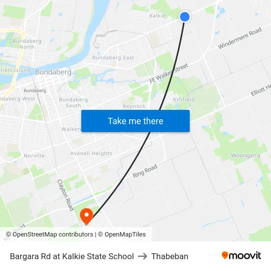 Bargara Rd at Kalkie State School to Thabeban map