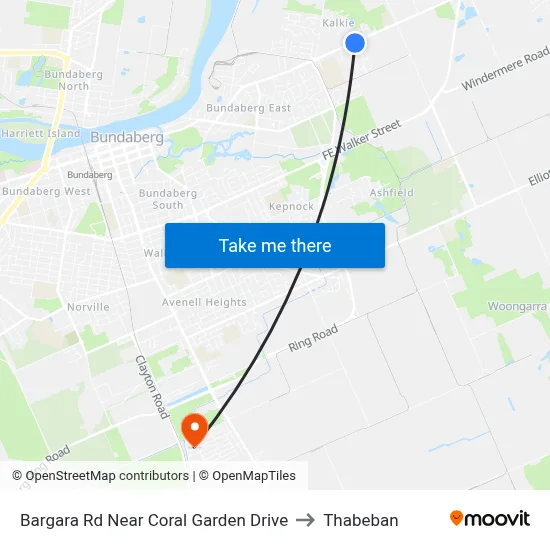 Bargara Rd Near Coral Garden Drive to Thabeban map
