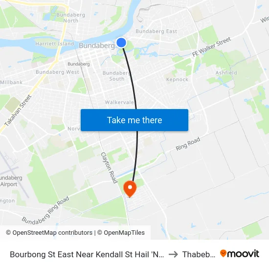 Bourbong St East Near Kendall St Hail 'N' Ride to Thabeban map