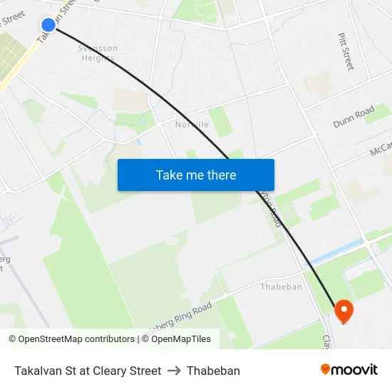 Takalvan St at Cleary Street to Thabeban map