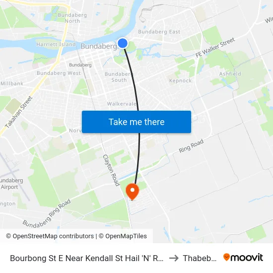Bourbong St E Near Kendall St Hail 'N' Ride to Thabeban map
